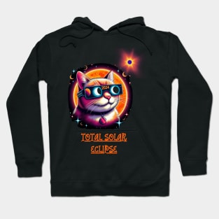 Total Solar Eclipse 2024 Cat Wearing Solar Eclipse Glasses Hoodie